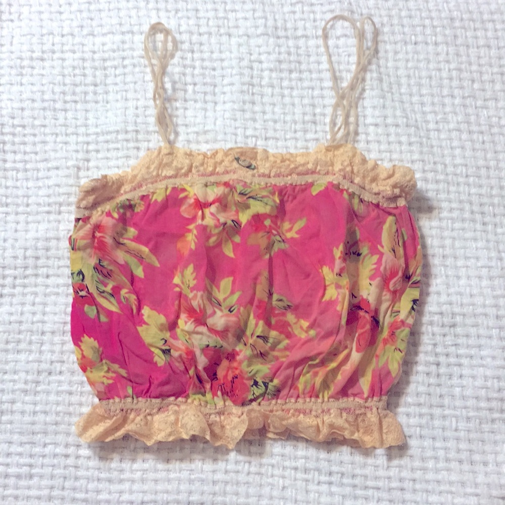 Anthropologie floral cropped sleep top